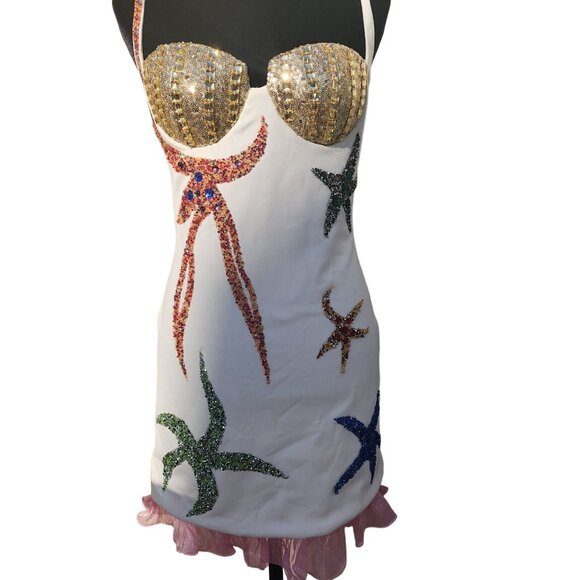 Luxury Cocktail Party Beaded Wedding Evening Crystals Runway Designer Prom Dress - Picture 7 of 16